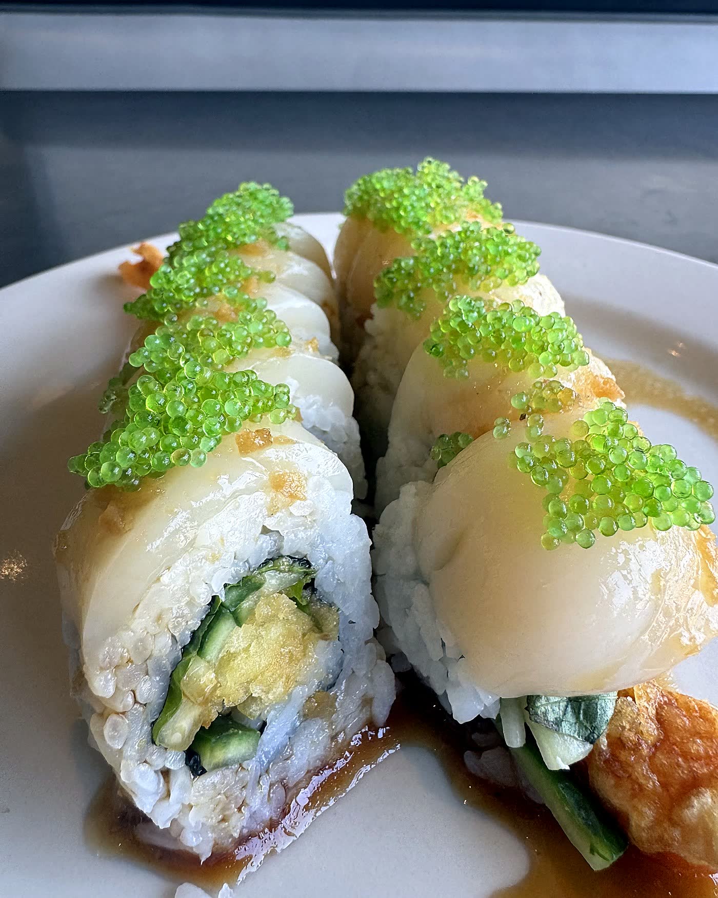 Roll plated with sauce